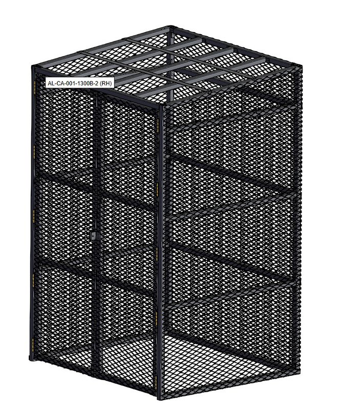 Structural steel detailing 3D model of a steel framed enclosure, showing member layout, connections, and overall structure.